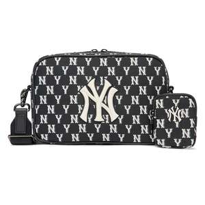 MLB NY New York Yankees Silver LOGO Zipper Shoulder Messenger Bag Blac -  KICKS CREW